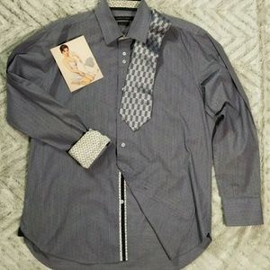 Valerio Garati Blue Dress Shirt and Tie Size L